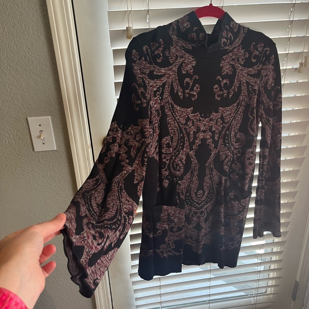 Free People Long Sleeve Dress with Paisley Design